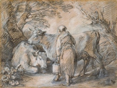 İki inekli sütçü kız, 18. yüzyılın ortalarında by Thomas Gainsborough