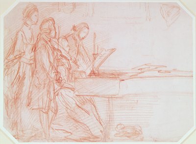 Müzikal Bir Partinin Grup Portresi Çalışması, c.1770 (kağıt üzerinde kırmızı tebeşir) by Thomas Gainsborough