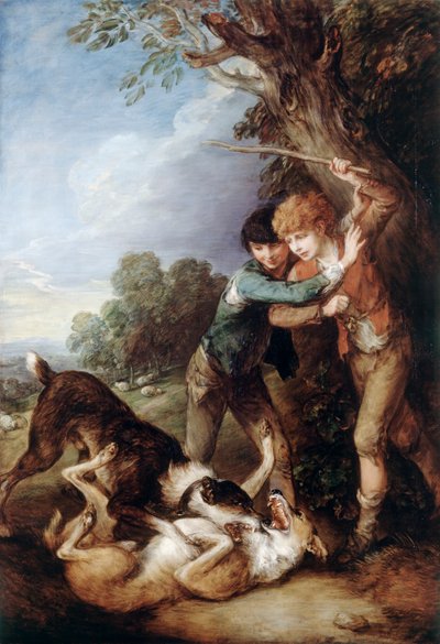 Köpeklerin Dövüştüğü İki Çoban Oğlanı (tuval üzerine yağlı boya) by Thomas Gainsborough
