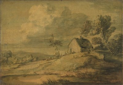 Kulübe, İnekler ve Koyunlarla Ormanlık Peyzaj, ca. 1770. by Thomas Gainsborough
