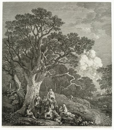 Ateşin Etrafında Toplanan Çingenelerle Ormanlık Manzara by Thomas Gainsborough