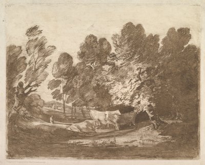 Çoban ve İneklerle Ormanlık Peyzaj, 1 Ağustos 1797. by Thomas Gainsborough