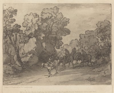 Biniciler ile ormanlık manzara by Thomas Gainsborough