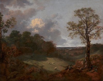 Bir Kulübe ve Çoban ile Ormanlık Peyzaj, 1748 - 1750. by Thomas Gainsborough