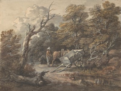 Bir Köylü, Bir At ve Bir Araba ile Orman Manzarası, yaklaşık. 1760. by Thomas Gainsborough