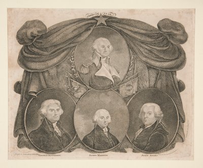 Amerikan Yıldızı, Washington, Jefferson, Madison ve Adams by Thomas Gimbrede