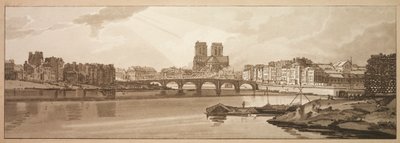 Paris'teki En Pitoresk Yirmi Manzaradan Bir Seçki: Arsenal'den alınan Pont de la Tournelle ve Notre Dame manzarası by Thomas Girtin