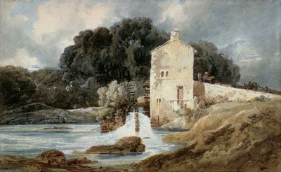 The Abbey Mill, Knaresborough, c.1801 (gövde boyası ile grafit üzeri kağıt üzerine sulu boya) by Thomas Girtin