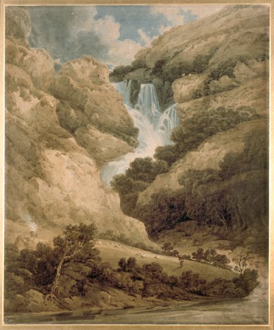 Lodore Şelaleleri ile Wathenlath Boğazı, Derwentwater, c1801 by Thomas Girtin