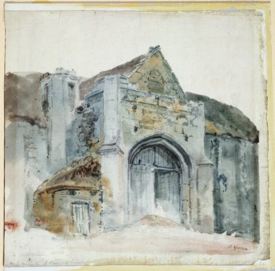 Tithe Barn, Abbotsbury (kağıt üzerine sulu boya) by Thomas Girtin