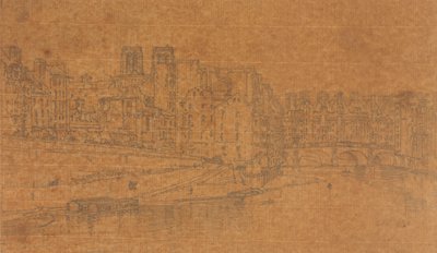 Pont Neuf'tan alınan Pont St.Michel manzarası, 1803 (Paris'teki Görünümler'den Levha 4 için çalışma) by Thomas Girtin