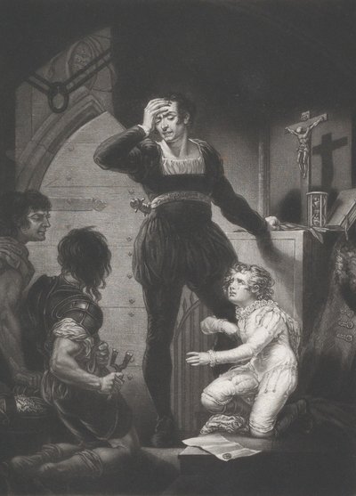 Prens Arthur ve Hubert Shakespeare, Kral John, 4. Perde, Sahne 1, 1823-24. by Thomas Goff Lupton