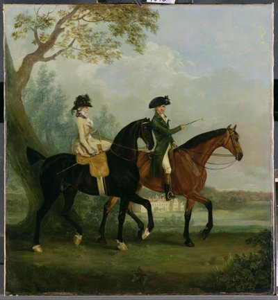 The Hon. Marcia Pitt Riding with her Brother, the Hon. George Pitt (later 2nd Lord Rivers) in the Park of Stratfield Saye House, 1782  by Thomas Gooch