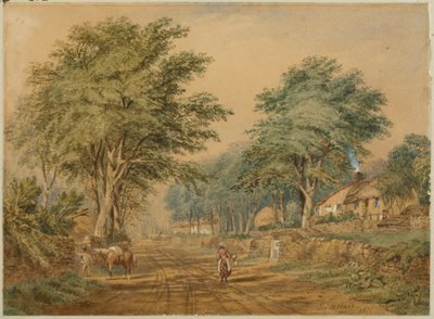 Etal, Northumberland (kağıt üzerine gövde rengi ve sulu boya) by Thomas H. Hair