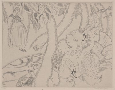 Leda, c.1928 (gravür) by Thomas Handforth