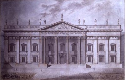 Senato Evi Projesi, Londra (kalem ve mürekkep ve kağıt üzerine sulu boya) by Thomas Hardwick