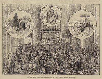 Holborn Belediye Binasında Bisiklet ve Üç Tekerlekli Bisiklet Sergisi by Thomas Harrington Wilson