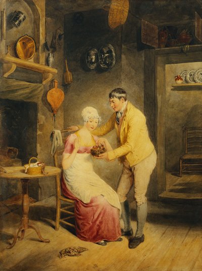 Boş Anlar: Bir Kıza İç Mekanda Yavru Kuş Yuvası Gösteren Bir Erkek, by Thomas Heaphy