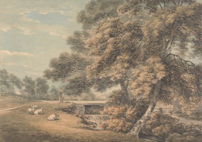 Leicestershire, Coleorton Hall'daki Parktaki Ağaçlar ve Nehir by Thomas Hearne