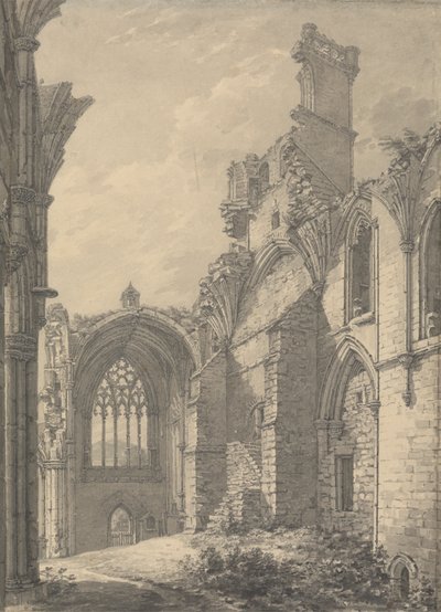 Melrose Abbey Transept'i, 1778 Tweed Nehri üzerindeki Eski Melrose yakınlarında, Roxburgh by Thomas Hearne