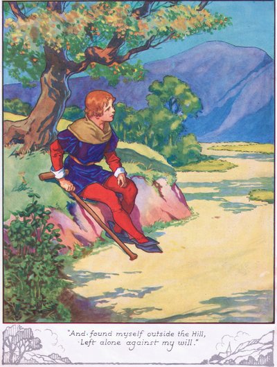 "Ve kendimi tepenin dışında buldum, isteğim dışında yalnız bırakıldım" (renkli taş baskı) by Thomas Heath Robinson