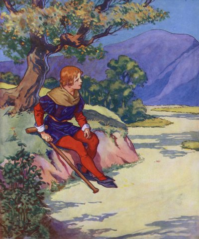 Fareli Köyün Kavalcısı için illüstrasyon (renkli taş baskı) by Thomas Heath Robinson