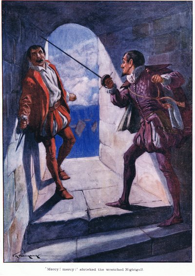 "Merhamet! Merhamet! Çığlık attı sefil Nightgall (renkli taş baskı) by Thomas Heath Robinson