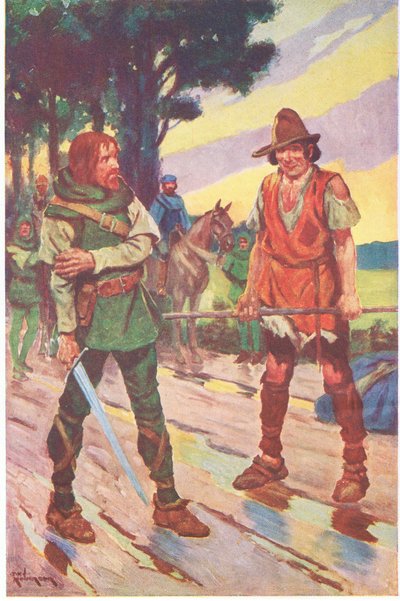 "Ben değil," diye karşılık verdi dilenci. "Kavga benim seçimim değildi". (renkli taşbaskı) by Thomas Heath Robinson