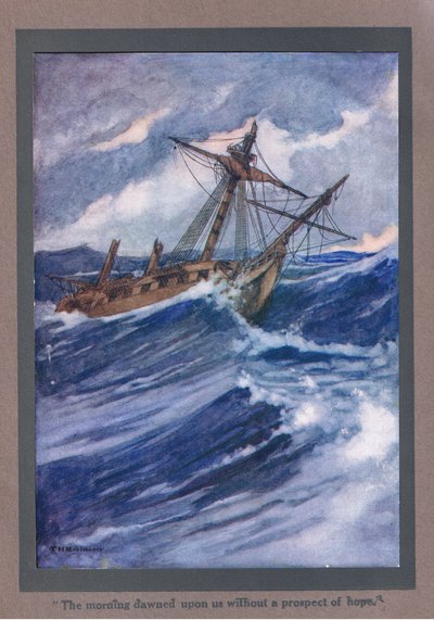 Sabah, hiçbir umut ışığı olmadan üzerimize doğdu (renkli taş baskı) by Thomas Heath Robinson