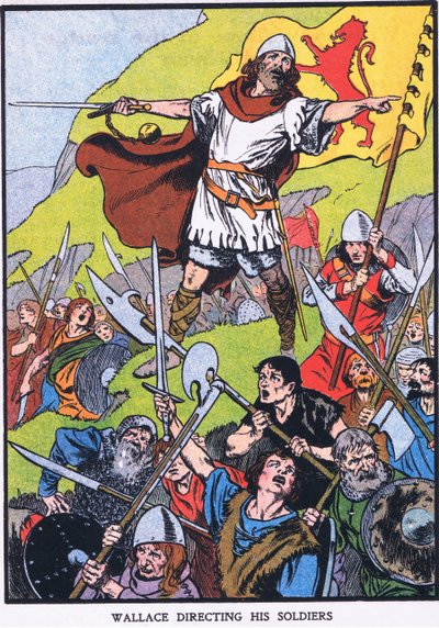 Wallace askerlerini yönetirken (renkli taş baskı) by Thomas Heath Robinson