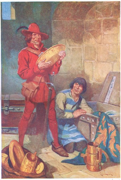 İkili hiç vakit kaybetmeden şerifin tabak deposunu yağmaladı (renkli lito) by Thomas Heath Robinson
