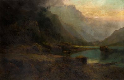 Geyik ile Highland Loch by Thomas Henry Gibb