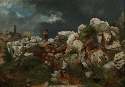 İtalyan Manzarası (kağıt üzerine yağ, kompozisyon tahtasına monte edilmiş) by Thomas Hicks