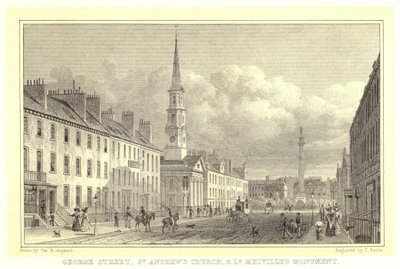 George Street, St Andrew Kilisesi ve Lord Melville Anıtı (gravür) by Thomas Hosmer (after) Shepherd