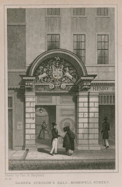 Berber Cerrah Salonu, Monkwell Street, Londra by Thomas Hosmer Shepherd