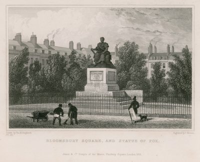 Bloomsbury Meydanı ve Fox heykeli by Thomas Hosmer Shepherd