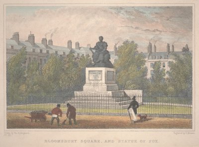 Charles Mottram (1806-76) tarafından kazınmış Fox Heykeli ile Bloomsbury Meydanı by Thomas Hosmer Shepherd