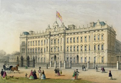 Bachelier tarafından kazınmış Buckingham Sarayı, pub. 1854 by Thomas Hosmer Shepherd