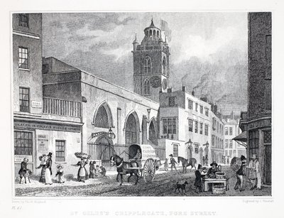St Giles Kilisesi, Cripplegate, 'Londra ve Ondokuzuncu Yüzyılda Çevresi' barından. Jones und Co., 1827-1829 by Thomas Hosmer Shepherd