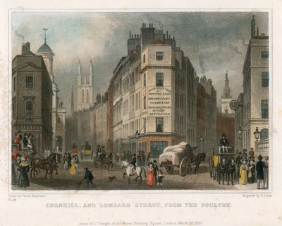 Tavukçuluktan Cornhill ve Lombard Street, Londra by Thomas Hosmer Shepherd