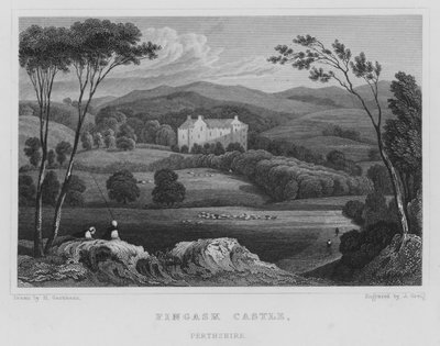 Fingask Kalesi, Perthshire (gravür) by Thomas Hosmer Shepherd