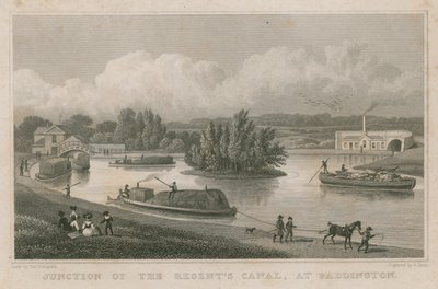 Regent Kanalının Kavşağı, Paddington, Londra (gravür) by Thomas Hosmer Shepherd