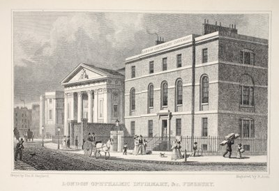 Londra Oftalmik Revir vb. Finsbury, 'Londra and it's Environs in the Nineteenth Century' barından. Jones und Co., 1827-1829 by Thomas Hosmer Shepherd