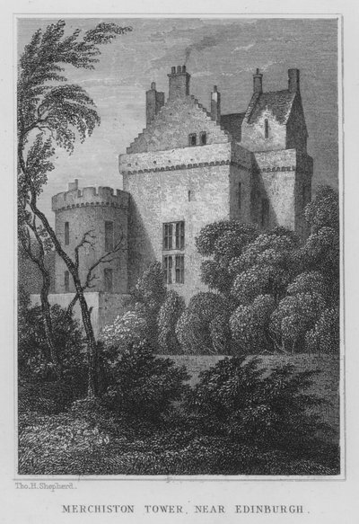 Edinburgh yakınlarındaki Merchiston Kulesi (gravür) by Thomas Hosmer Shepherd