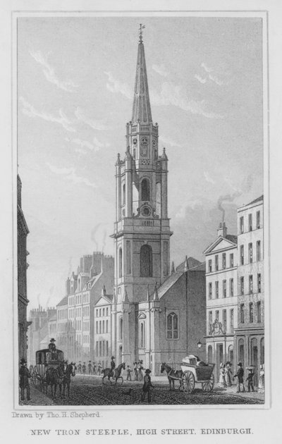 New Tron Steeple, High Street, Edinburgh (gravür) by Thomas Hosmer Shepherd