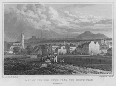Kuzey Batı, Edinburgh'dan New Town'un bir parçası (gravür) by Thomas Hosmer Shepherd