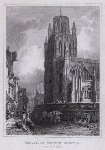 Redcliffe Kilisesi, Bristol, Kuzeye bakıyor (gravür) by Thomas Hosmer Shepherd