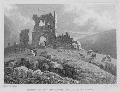 St Anthony's Şapeli, Edinburgh (gravür) kalıntıları by Thomas Hosmer Shepherd