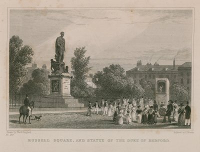 Russell Meydanı ve Bedford Dükü heykeli by Thomas Hosmer Shepherd