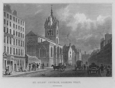 St Giles' Kilisesi, Batı'ya bakıyor, Edinburgh (gravür) by Thomas Hosmer Shepherd